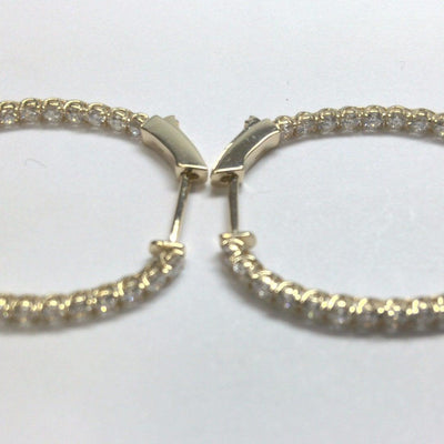 14K YELLOW GOLD OVAL DIAMOND HOOP EARRINGS - Tapper's Jewelry 