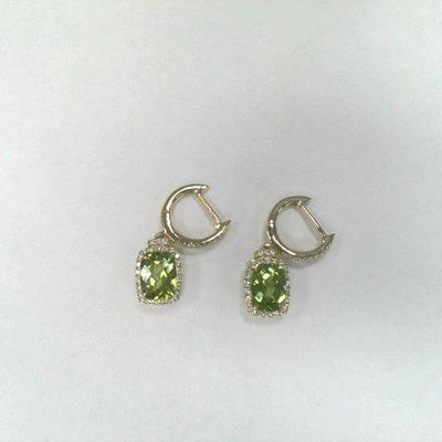 14K Yellow Gold Peridot and Diamond  Earrings - Tapper's Jewelry 