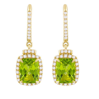 14K YELLOW GOLD PERIDOT AND DIAMOND EARRINGS - Tapper's Jewelry 