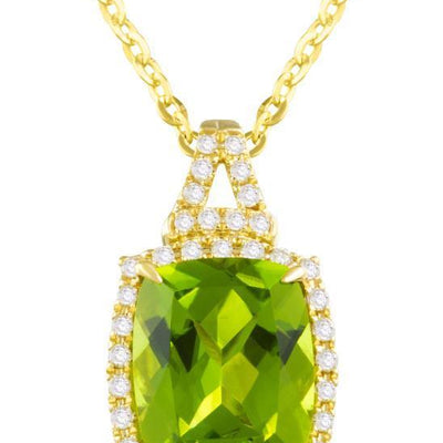 14K YELLOW GOLD PERIDOT AND DIAMOND NECKLACE - Tapper's Jewelry 