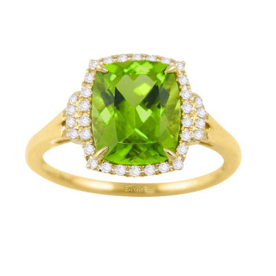 14K YELLOW GOLD PERIDOT AND DIAMOND RING - Tapper's Jewelry 