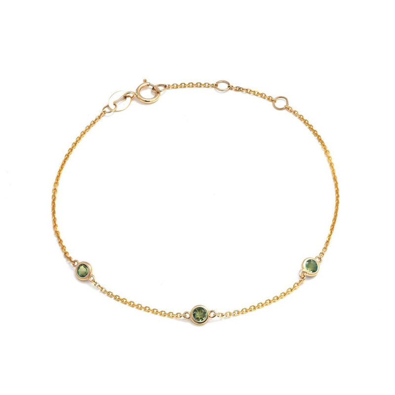 14K Yellow Gold Triple Station Peridot Bracelet - Main Image