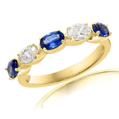 14K Yellow Gold Sapphire and Diamond  Band