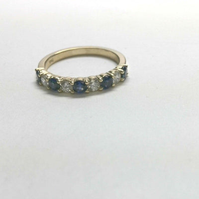 14K Yellow Gold Sapphire and Diamond  Band - Tapper's Jewelry 