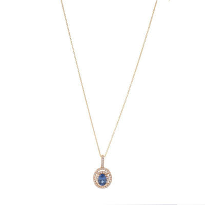 14K Yellow Gold Sapphire and Diamond  Necklace - Tapper's Jewelry 