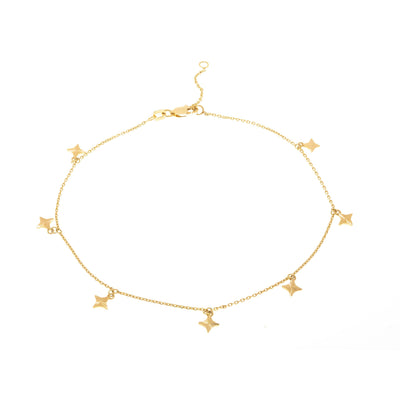 14K YELLOW GOLD STAR ANKLE BRACELET - Tapper's Jewelry 