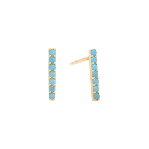 Turquoise Bar Earrings in 14K Yellow Gold