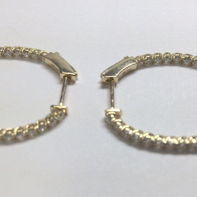 14Y YELLOW GOLD OVAL DIAMOND HOOP EARRINGS - Tapper's Jewelry 