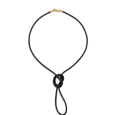 18 KARAT BLACK LEATHER CORD NECKLACE - Tapper's Jewelry 