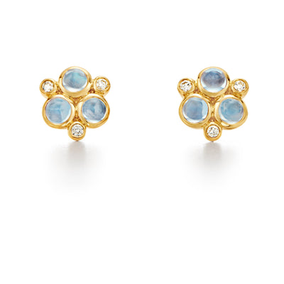 18 KARAT BLUE MOONSTONE AND DIAMOND CLASSIC TRIO EARRINGS - Tapper's Jewelry 
