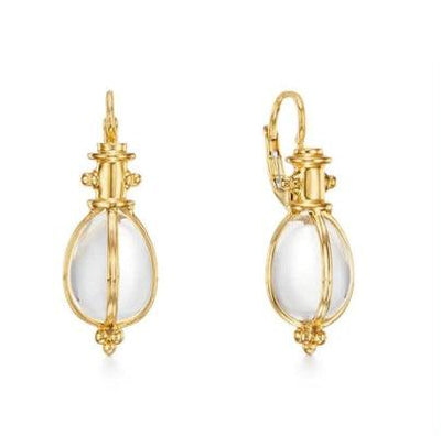 18 KARAT CLASSIC ROCK CRYSTAL AMULET EARRINGS - Tapper's Jewelry 