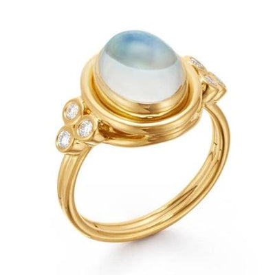 18 KARAT CLASSIC TEMPLE BLUE MOONSTONE RING