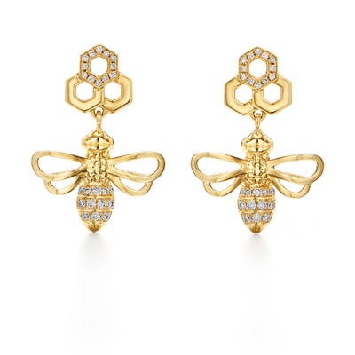 18 KARAT DIAMOND PAVE BEE EARRINGS - Tapper's Jewelry 