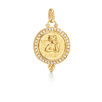 18 KARAT DIAMOND PAVE MEDIUM ANGEL PENDANT - Tapper's Jewelry 