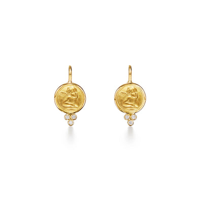 18 KARAT GOLD ANGEL AND DIAMOND EARRINGS - Tapper's Jewelry 