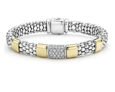 18 KARAT GOLD STATION DIAMOND BRACELET 9MM - Tapper's Jewelry 