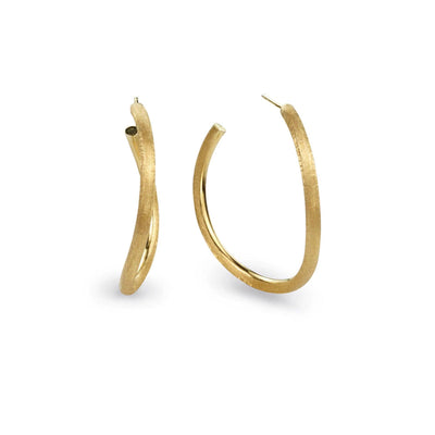 18 KARAT MEDIUM LINK HOOP EARRINGS