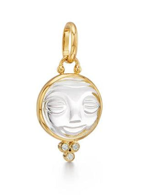 18 KARAT MEDIUM ROCK CRYSTAL MOONFACE PENDANT - Tapper's Jewelry 