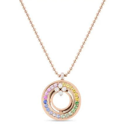 18 KARAT RAINBOW GEMSTONE MEDALLION NECKLACE - Tapper's Jewelry 