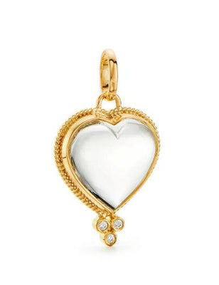 18 KARAT ROCK CRYSTAL HEART PENDANT AMULET WITH DIAMONDS - Tapper's Jewelry 