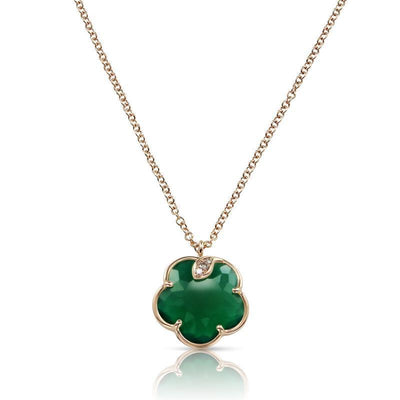 18 KARAT ROSE GOLD DIAMOND AND AGATE FLOWER NECKLACE - Tapper's Jewelry 