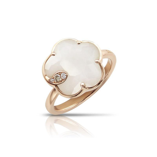 18 KARAT ROSE GOLD DIAMOND AND AGATE FLOWER RING