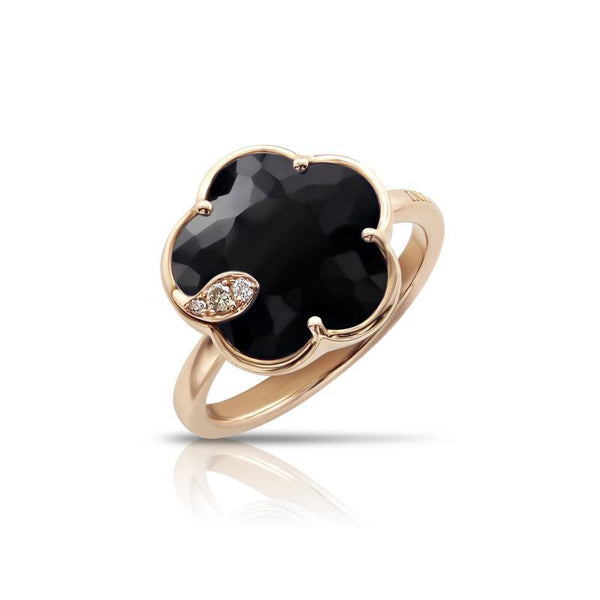 Color Blossom Ring, Yellow Gold, White Gold, Onyx And Diamonds - Categories