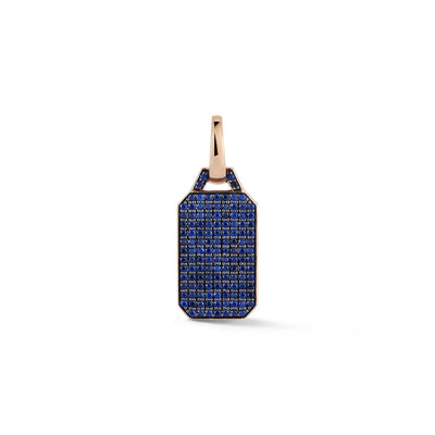 18 KARAT ROSE GOLD RECANGULAR TABLET CHARM WITH PAVE SAPPHIRES - Tapper's Jewelry 