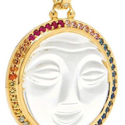 18 KARAT SAPPHIRE RAINBOW MOONFACE PENDANT - Tapper's Jewelry 