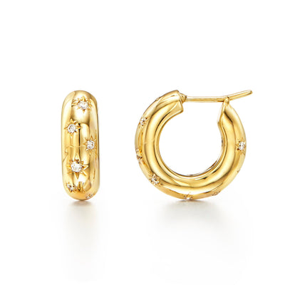18 KARAT SMALL COSMOS HOOP EARRINGS - Tapper's Jewelry 