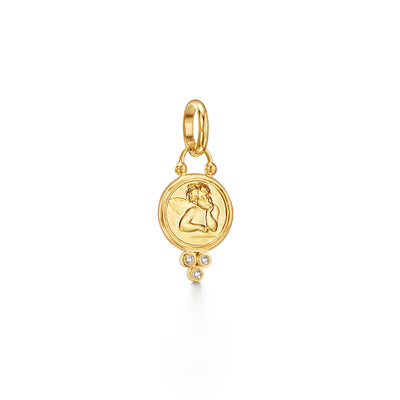 18 KARAT SMALL DIAMOND ANGEL PENDANT