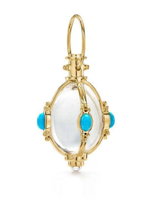 18 KARAT TURQUOISE AND ROCK CYRSTAL CLASSIC AMULAT - Tapper's Jewelry 