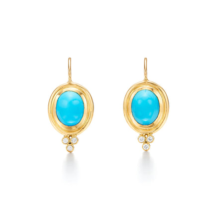 18 KARAT TURQUOISE CLASSIC TEMPLE EARRINGS - Tapper's Jewelry 