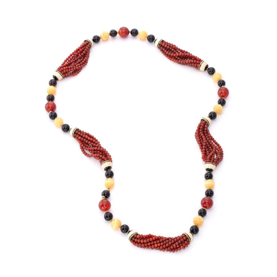 18K GOLD BULGARI CARNELIAN, ONYX AND AGATE NECKLACE - Tapper's Jewelry 