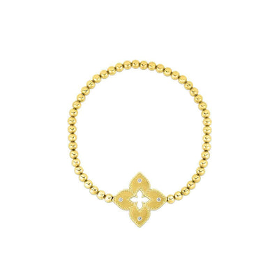 18K GOLD DIAMOND FLOWER STRETCH BRACELET - Tapper's Jewelry 