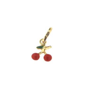 18K GOLD ENAMEL CHERRY CHARM - Tapper's Jewelry 