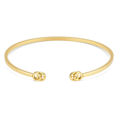 Gucci Running Logo Open Cuff Bangle in 18K Yellow Gold
