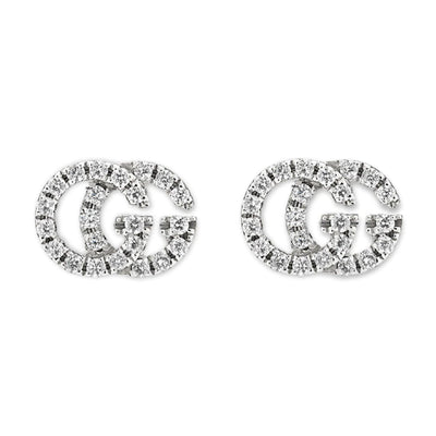 18K GOLD GUCCI GG RUNNING DIAMOND EARRINGS - Tapper's Jewelry 
