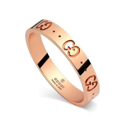 Gucci 18K Rose Gold GG Logo Ring