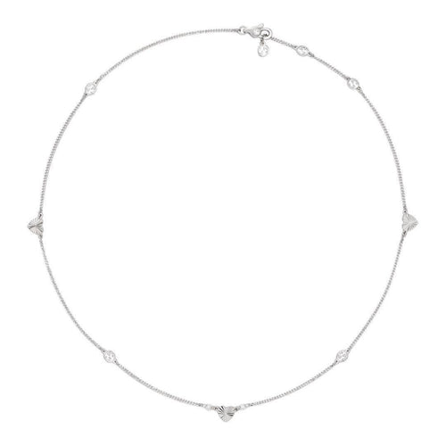 Gucci Diamond Interlocking Heart Necklace in 18K White Gold