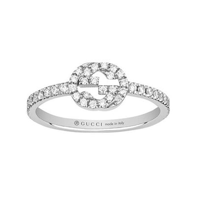18K GOLD GUCCI INTERLOCKING G DIAMOND RING - Tapper's Jewelry 