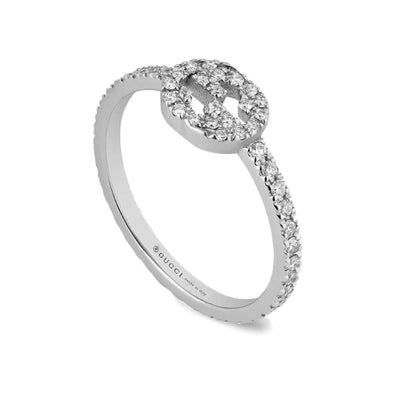 18K GOLD GUCCI INTERLOCKING G DIAMOND RING
