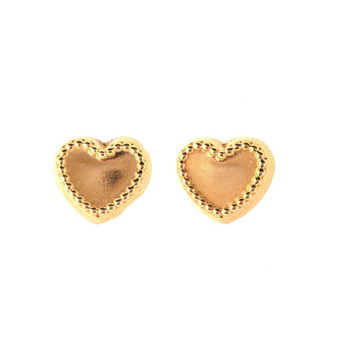 18K Yellow Gold Heart Studs