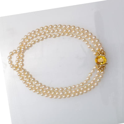 18K GOLD SAPPHIRE, PEARL AND DIAMOND NECKLACE