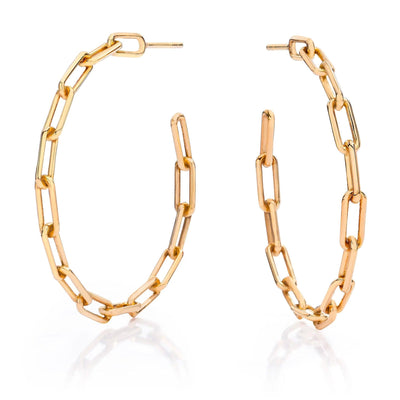 18K GOLD SAXON CHAIN LINK HOOP EARRINGS - Tapper's Jewelry 