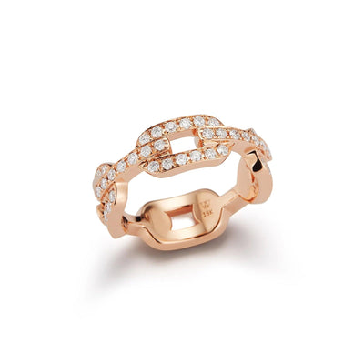 18K GOLD SAXON FLAT CHAIN DIAMOND RING - Tapper's Jewelry 