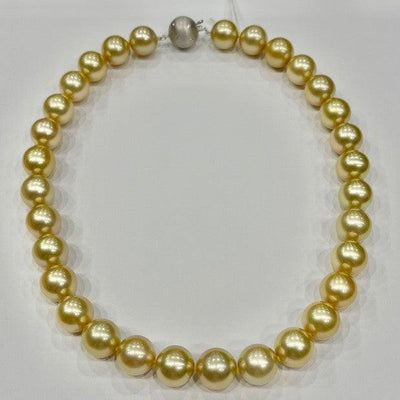 18K GOLD SEA PEARL AND DIAMOND STRAND NECKLACE - Tapper's Jewelry 