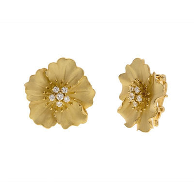 18K GOLD TIFFANY ALPINE ROSE EARRINGS