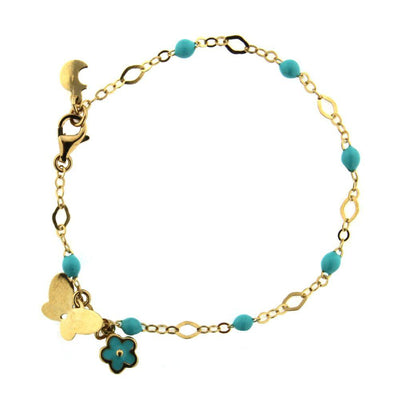 18K GOLD TURQUOISE ENAMEL BRACELET - Tapper's Jewelry 