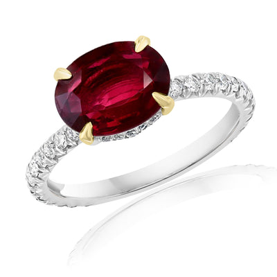 18K Platinum/Yellow Gold Ruby and Diamond  Ring - Tapper's Jewelry 